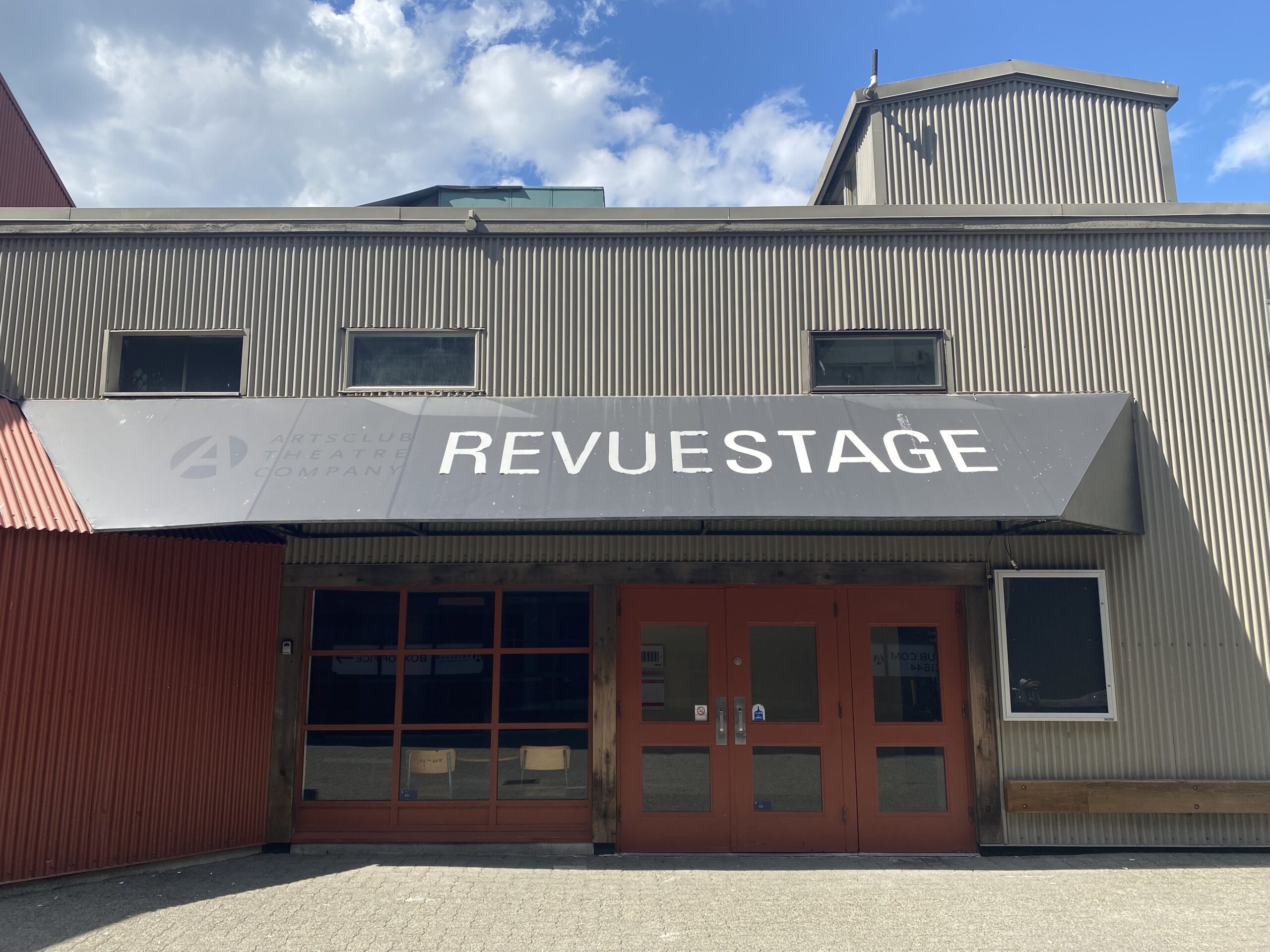 The exterior, front view of Revue Stage.